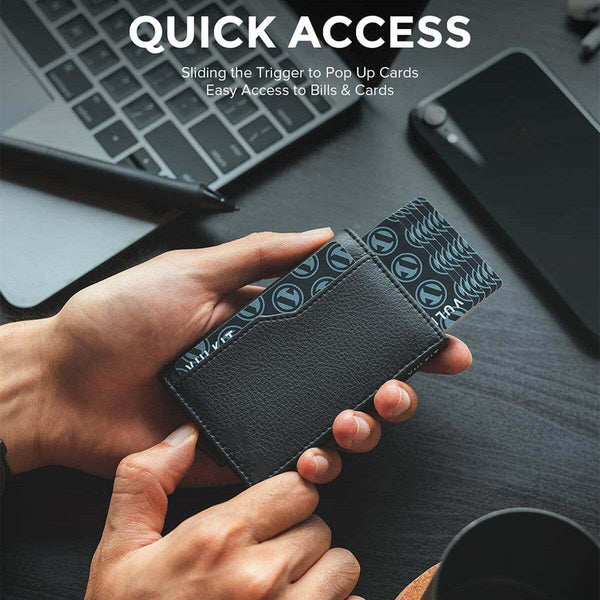 Credit Card Case With Double Id Window Rfid Blocking Automatic Leather Up Wallet - Gadget Aliens 