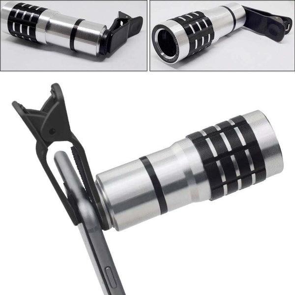 12 times telescopic lens universal collar clip cell phone accessories 12X high-definition outdoor filming long coke - Gadget Aliens
