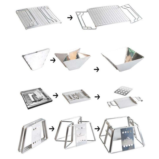Portable Stainless Steel BBQ Grill Non-stick Surface Folding Barbecue Grill Outdoor Camping Picnic Tool - Gadget Aliens 