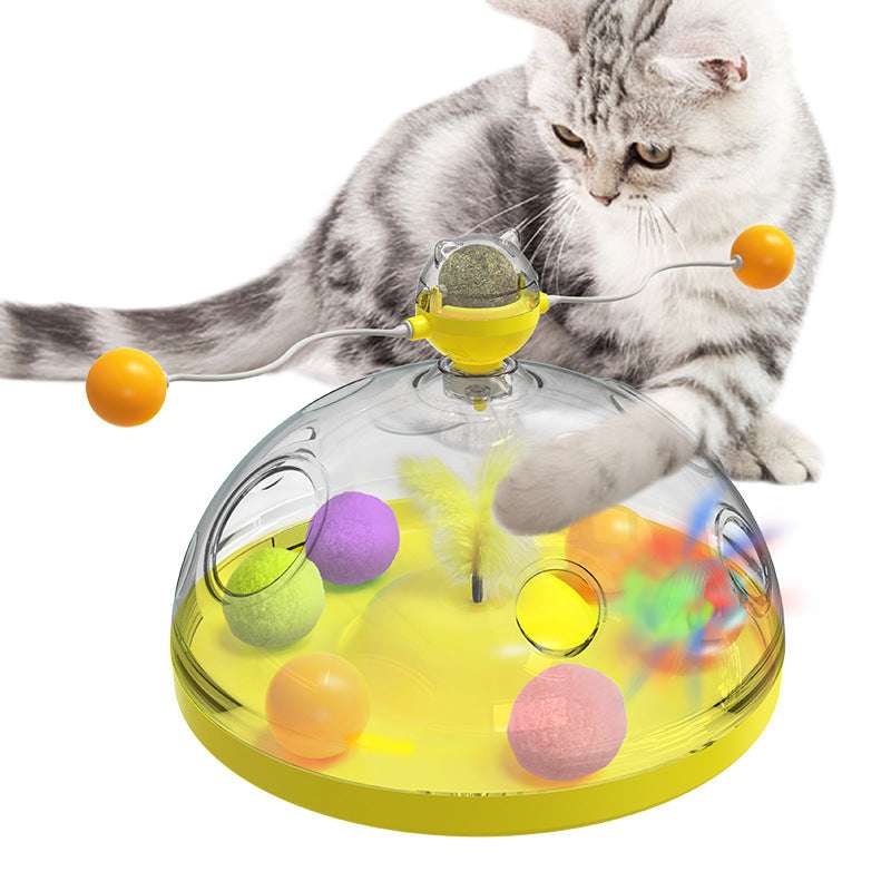 Multi-Functional Interactive Cat Toy – Twirling Stick, Catnip Ball & Enrichment Puzzle Feeder