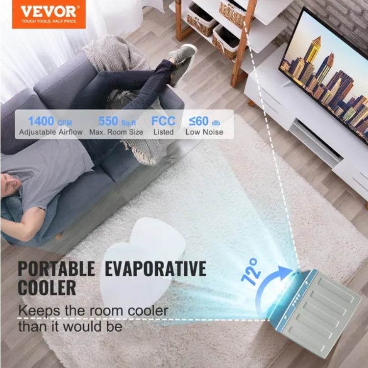 VEVOR Evaporative Air Cooler – 3-speed oscillating swamp cooler for indoor use - Gadget Aliens 