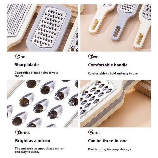 3 In 1 Cheese Grater Portable Handheld Stainless Steel Vegetable Grater Kitchen Tools Efficient Food Graters Home Kitchen Gadgets - Gadget Aliens