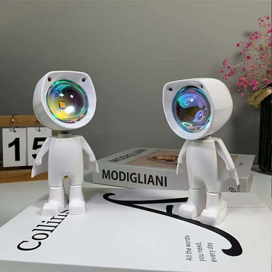Rainbow Sunset Light Projector Lamp Atmosphere Led Night Light Romantic Mood Light Projector For Home Room Background Wall Decor Cute Robot Night Light Perfect For Home Decor - Gadget Aliens 