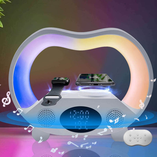 2024 New 6 In 1 Smart Remote Control Bluetooth-compatible Ambience Intelligent LED Table Lamp Multi-function Wireless Charger Night Light Bluetooth-compatible Speaker - Gadget Aliens