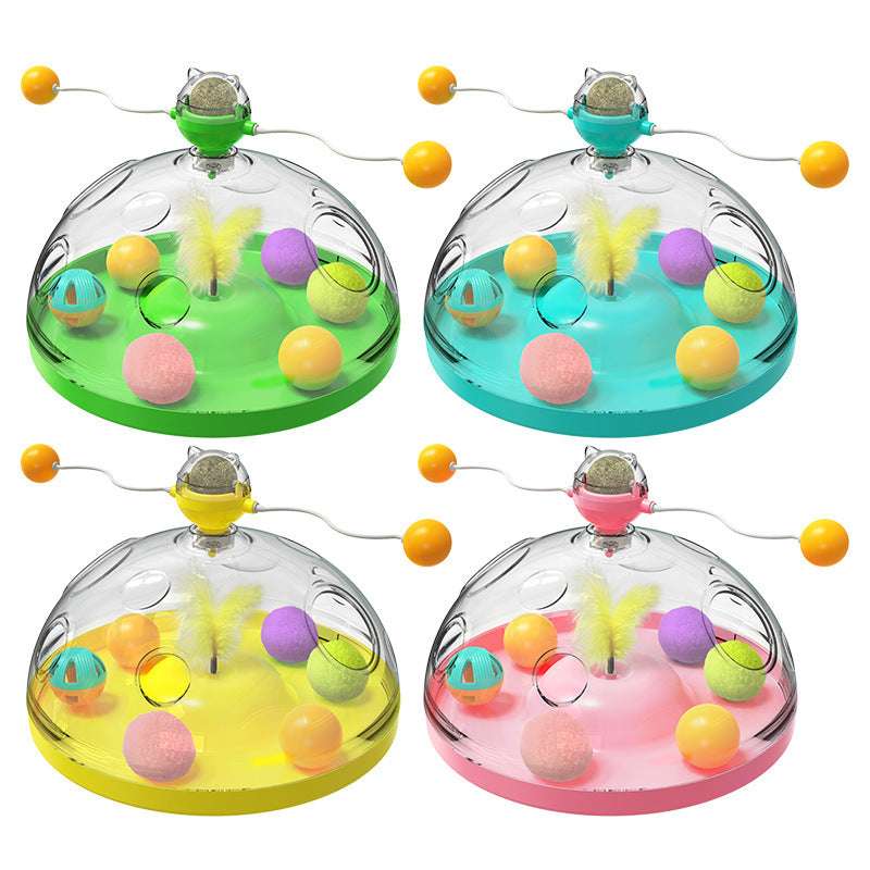 Multi-Functional Interactive Cat Toy – Twirling Stick, Catnip Ball & Enrichment Puzzle Feeder
