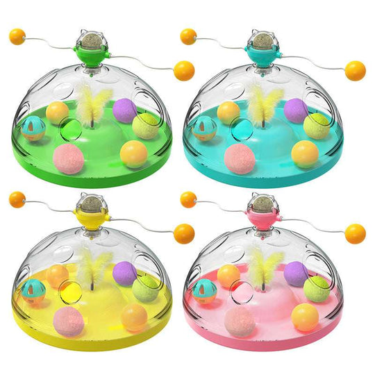 Multi-Functional Interactive Cat Toy – Twirling Stick, Catnip Ball & Enrichment Puzzle Feeder