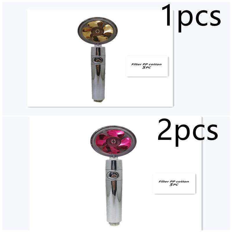 Propeller Driven Shower Head With Stop Button And Cotton Filter Turbocharged High Pressure Handheld Shower Nozzle - Gadget Aliens 