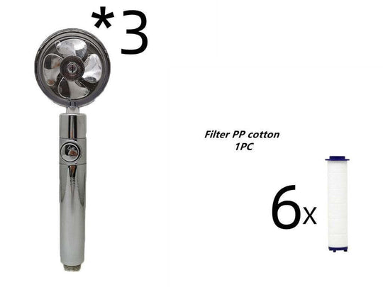 Propeller Driven Shower Head With Stop Button And Cotton Filter Turbocharged High Pressure Handheld Shower Nozzle - Gadget Aliens