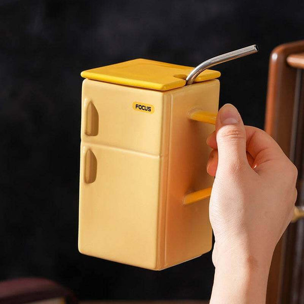 Creative Retro Refrigerator Lid Straw Ceramic Cup Kitchen Gadgets - Gadget Aliens 