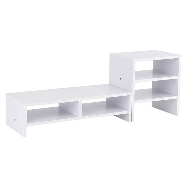 Computer Laptop Monitor Riser Stand Desktop Wooden Storage Organizer 3 Layer Shelf (White) - Gadget Aliens 