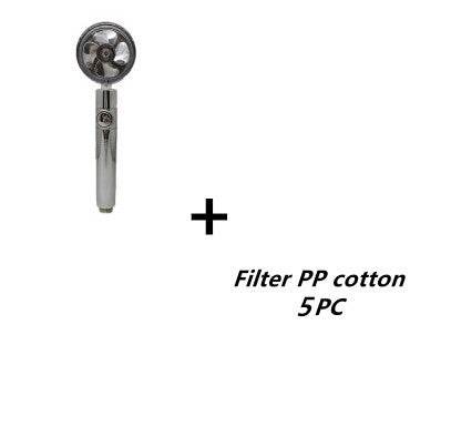 Propeller Driven Shower Head With Stop Button And Cotton Filter Turbocharged High Pressure Handheld Shower Nozzle - Gadget Aliens 