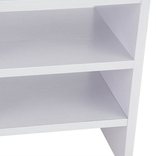 Computer Laptop Monitor Riser Stand Desktop Wooden Storage Organizer 3 Layer Shelf (White) - Gadget Aliens