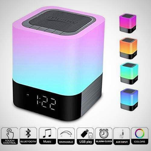 Bluetooth Speaker with Multi-coloured LED Nightlight and Alarm Clock - Gadget Aliens 