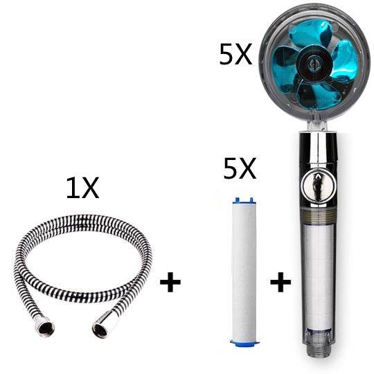 Propeller Driven Shower Head With Stop Button And Cotton Filter Turbocharged High Pressure Handheld Shower Nozzle - Gadget Aliens 