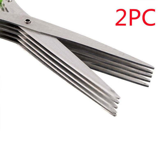 Multifunctional Multi-layer Green Onion Scissors Stainless Steel Onion Cutting Knife Herb Seaweed Spice Scissors Kitchen Scissor Kitchen Gadgets - Gadget Aliens 