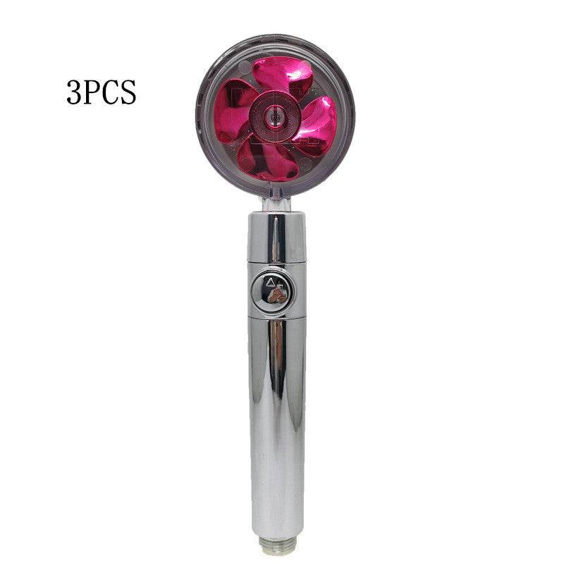Propeller Driven Shower Head With Stop Button And Cotton Filter Turbocharged High Pressure Handheld Shower Nozzle - Gadget Aliens 