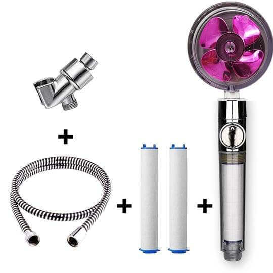 Propeller Driven Shower Head With Stop Button And Cotton Filter Turbocharged High Pressure Handheld Shower Nozzle - Gadget Aliens