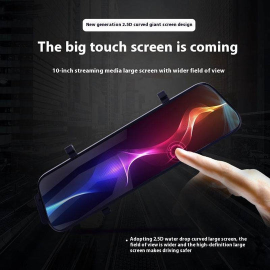 Streaming Media Rearview Mirror Tachograph 10-inch Full Screen Touch HD Night Vision Front And Rear Dual Lens Reversing Image - Gadget Aliens