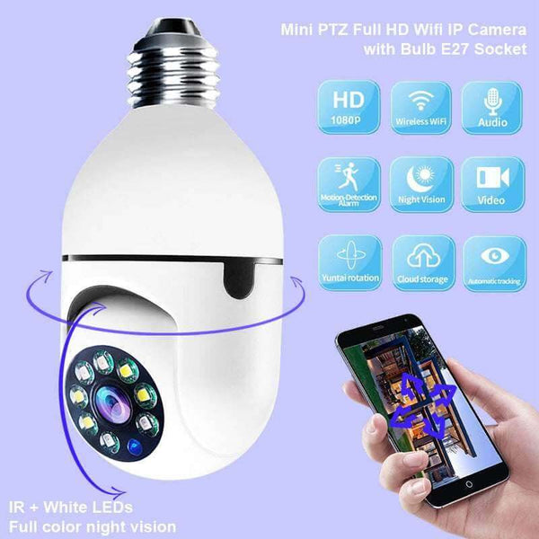 WiFi CAMERA 1080P Bulb 4X Zoom Camera E27 Home 5GWiFi Alarm Monitor - Gadget Aliens
