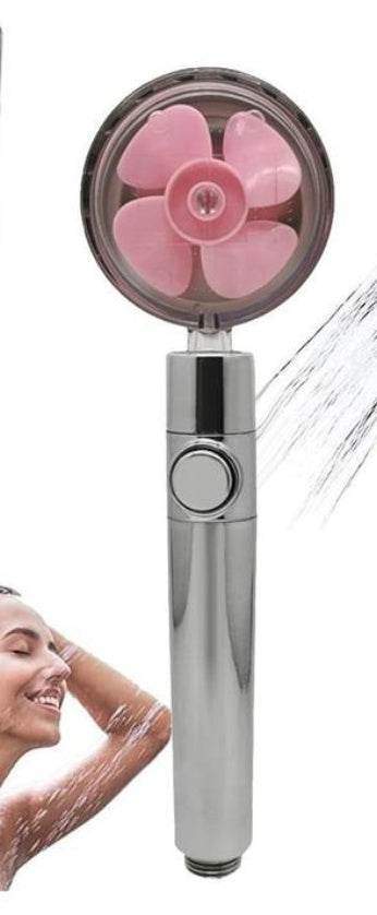 Propeller Driven Shower Head With Stop Button And Cotton Filter Turbocharged High Pressure Handheld Shower Nozzle - Gadget Aliens