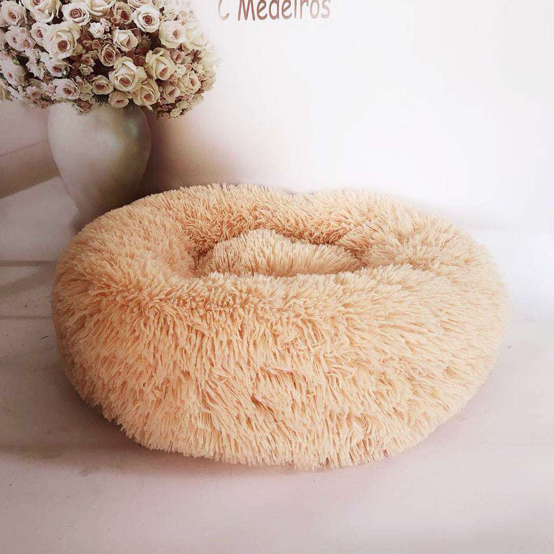 Plush Donut Pet Nest – Calming Bed for Cats & Dogs