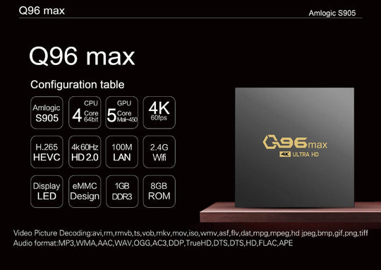 Q96 MAX S905 Android Video BOX 4K Set-top BOX TV BOX Network Set-top BOX TV BOX - Gadget Aliens