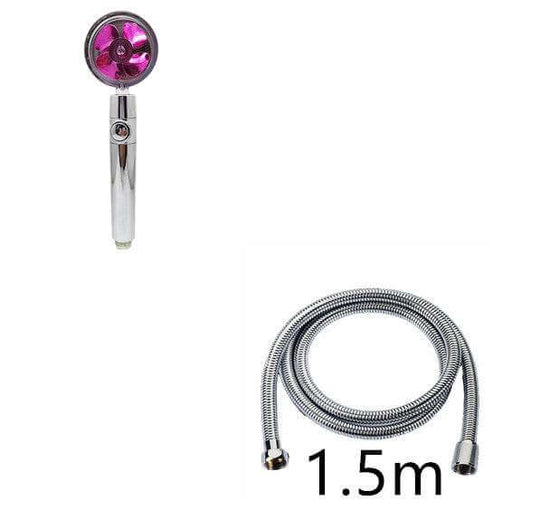Propeller Driven Shower Head With Stop Button And Cotton Filter Turbocharged High Pressure Handheld Shower Nozzle - Gadget Aliens