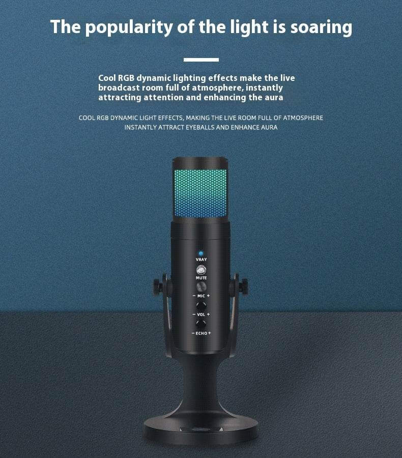 RGB Colorful Breathing Ambience Light USB Condenser Microphone - Gadget Aliens