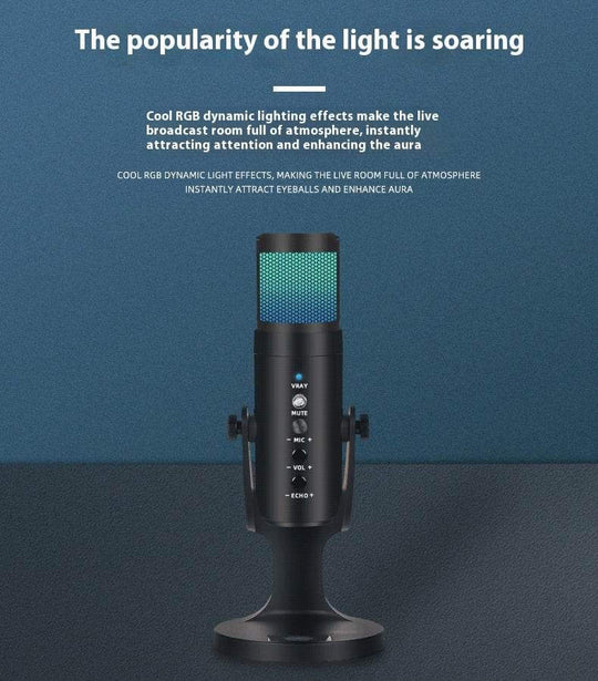 RGB Colorful Breathing Ambience Light USB Condenser Microphone - Gadget Aliens