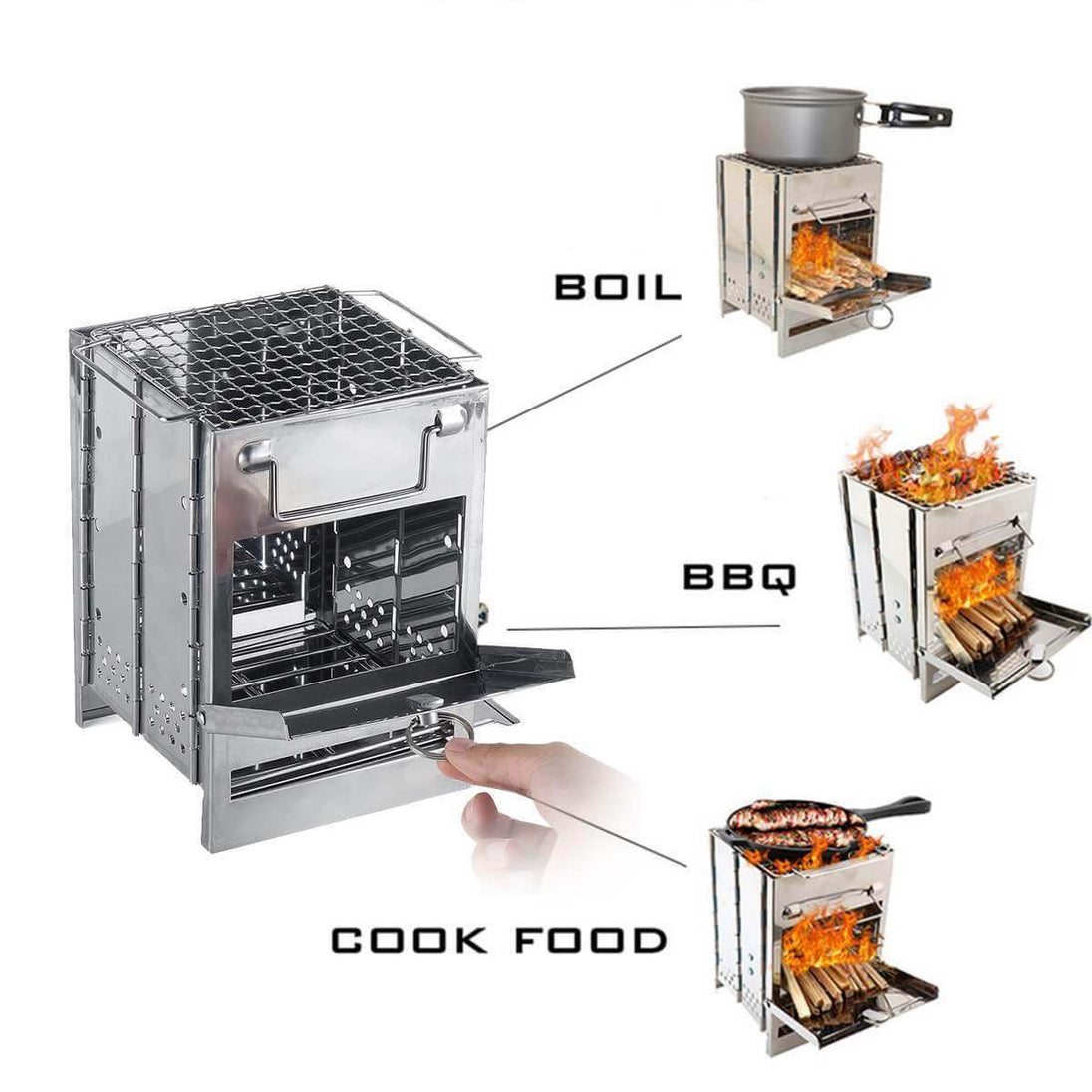 Lightweight Adjustable Folding Wood Burning Stove USA, Canada, AU - Gadget Aliens 