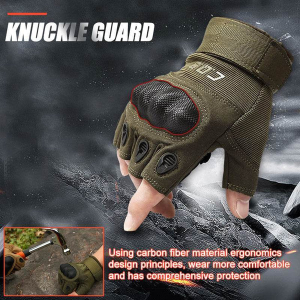 Tactical Gloves Army Military Men Gym Fitness Riding Half Finger Rubber Knuckle Protective Gear Male Tactical Gloves - Gadget Aliens 
