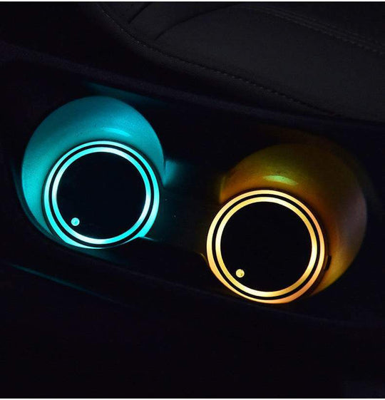 Colorful Cup Holder LED Light-up Coaster Solar & USB Charging Non-slip Coaster Ambient Light For Car Automatically - Gadget Aliens