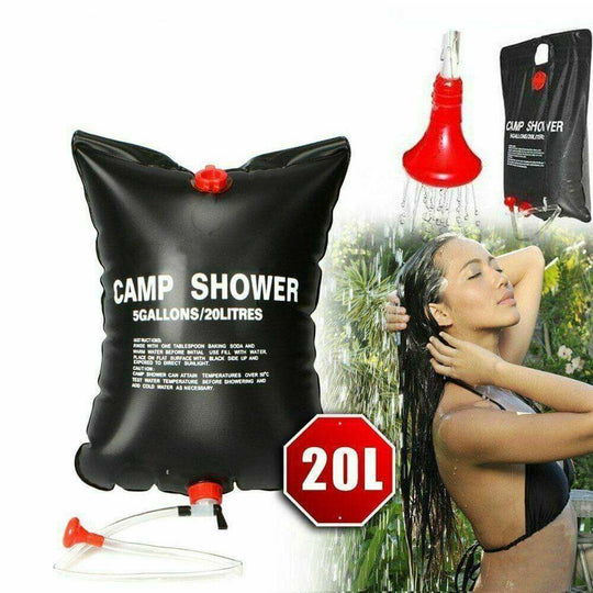 20L Camping Shower Portable Compact Solar Sun Heating Bath Bag Outdoor Travel - Gadget Aliens 
