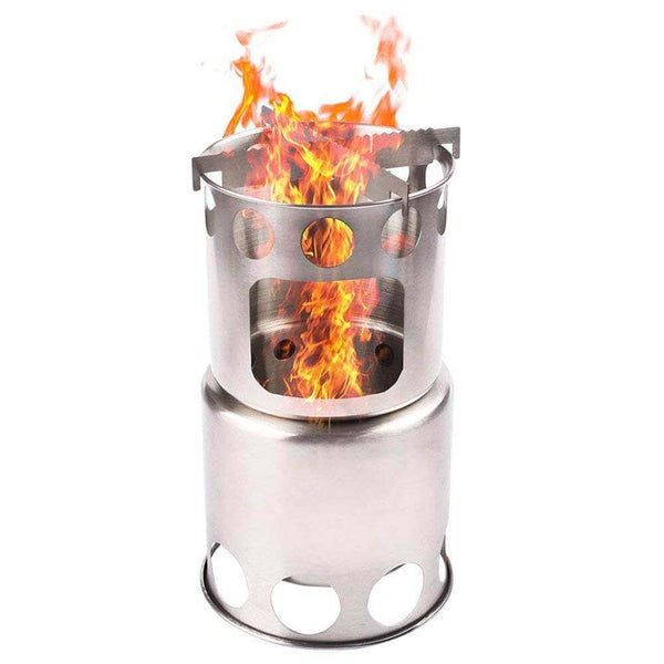 Portable Camping Stove Combo Wood Burning Stainless Steel Stove And Cooking Pot Set For Outdoor Backpacking Fishing Hiking - Gadget Aliens 