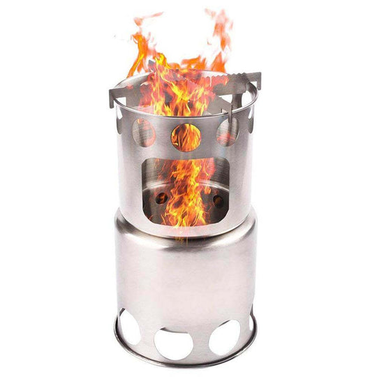 Portable Camping Stove Combo Wood Burning Stainless Steel Stove And Cooking Pot Set For Outdoor Backpacking Fishing Hiking - Gadget Aliens 