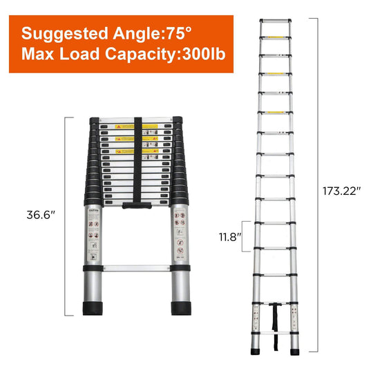 Aluminum Telescoping Ladder For Outdoor Work - Gadget Aliens