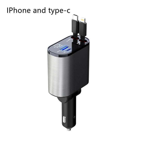 Metal Car Charger 100W Super Fast Charging Car Cigarette Lighter USB And TYPE-C Adapter - Gadget Aliens 