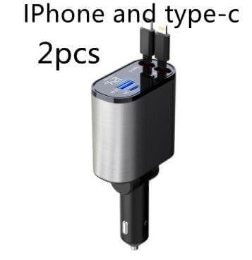 Metal Car Charger 100W Super Fast Charging Car Cigarette Lighter USB And TYPE-C Adapter - Gadget Aliens