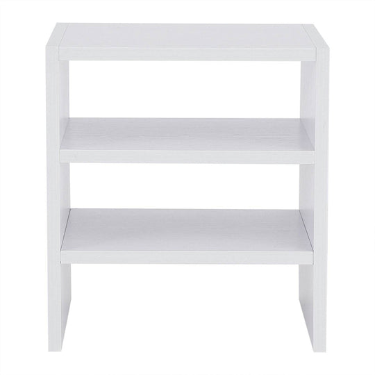 Computer Laptop Monitor Riser Stand Desktop Wooden Storage Organizer 3 Layer Shelf (White) - Gadget Aliens