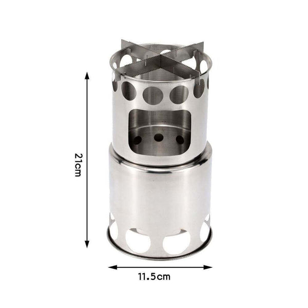 Portable Camping Stove Combo Wood Burning Stainless Steel Stove And Cooking Pot Set For Outdoor Backpacking Fishing Hiking - Gadget Aliens 