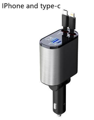 Metal Car Charger 100W Super Fast Charging Car Cigarette Lighter USB And TYPE-C Adapter - Gadget Aliens