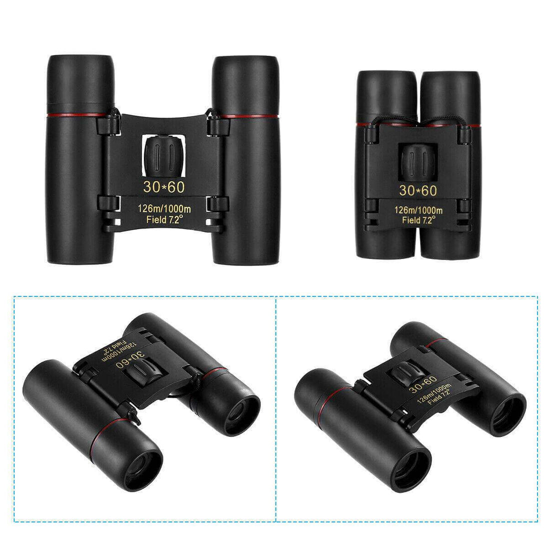Binoculars 30x60 Zoom Travel Compact Folding Telescope Hunting Day Night Outdoor Small Pocket Binoculars Compact Adults, Mini Kids Binoculars Boys For Bird Watching, Concert Theatre Opera - Gadget Aliens