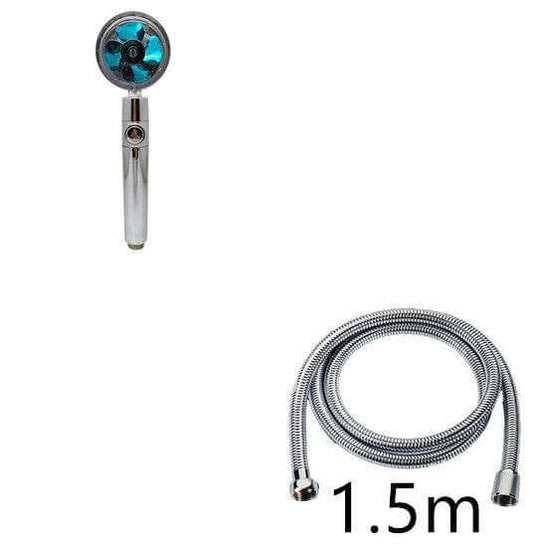 Propeller Driven Shower Head With Stop Button And Cotton Filter Turbocharged High Pressure Handheld Shower Nozzle - Gadget Aliens