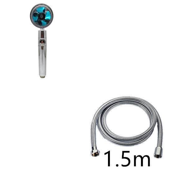 Propeller Driven Shower Head With Stop Button And Cotton Filter Turbocharged High Pressure Handheld Shower Nozzle - Gadget Aliens 