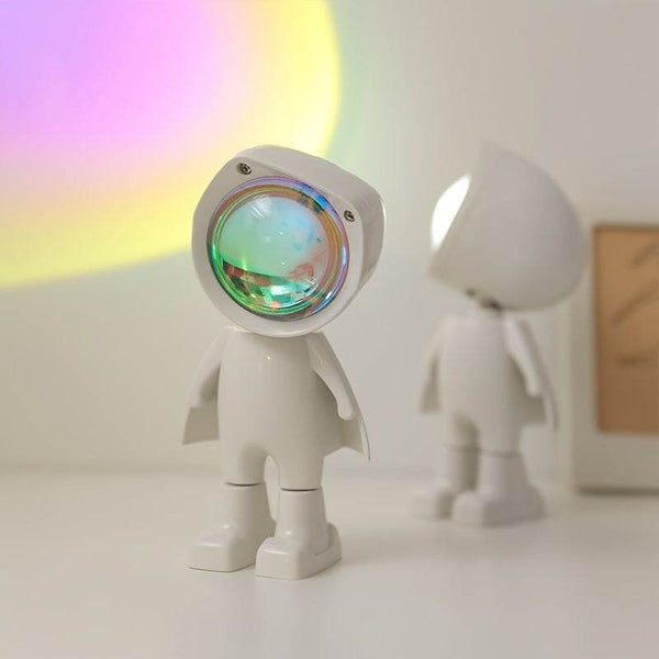 Rainbow Sunset Light Projector Lamp Atmosphere Led Night Light Romantic Mood Light Projector For Home Room Background Wall Decor Cute Robot Night Light Perfect For Home Decor - Gadget Aliens 
