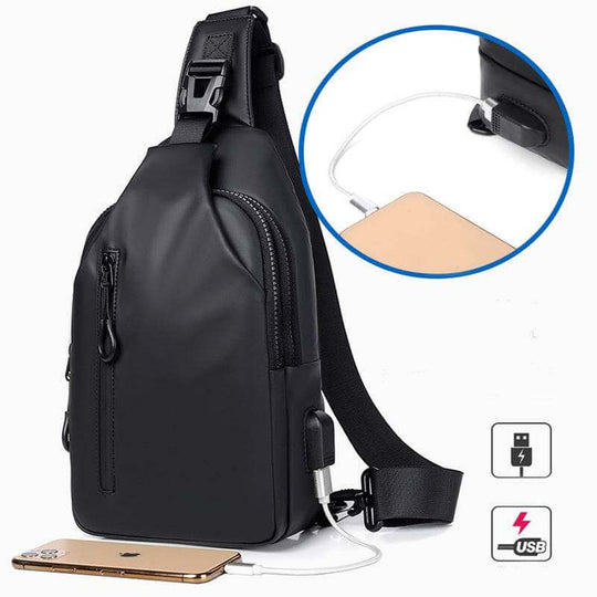 Black Sling Crossbody Backpack Shoulder Bag For Men Chest Bag - Gadget Aliens 