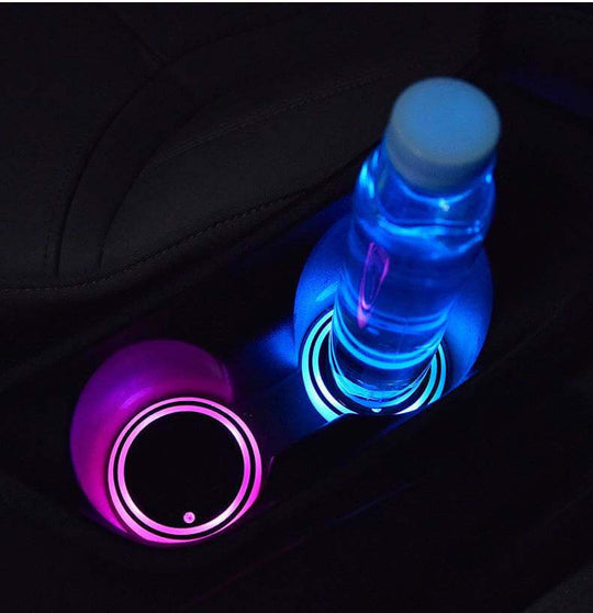Colorful Cup Holder LED Light-up Coaster Solar & USB Charging Non-slip Coaster Ambient Light For Car Automatically - Gadget Aliens