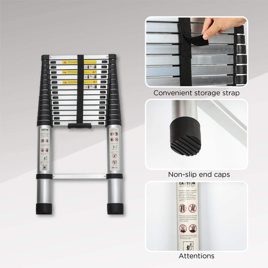 Aluminum Telescoping Ladder For Outdoor Work - Gadget Aliens 