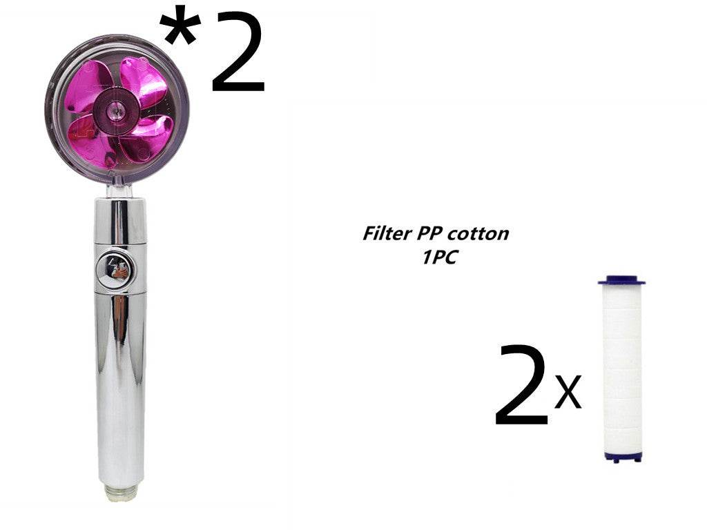 Propeller Driven Shower Head With Stop Button And Cotton Filter Turbocharged High Pressure Handheld Shower Nozzle - Gadget Aliens 