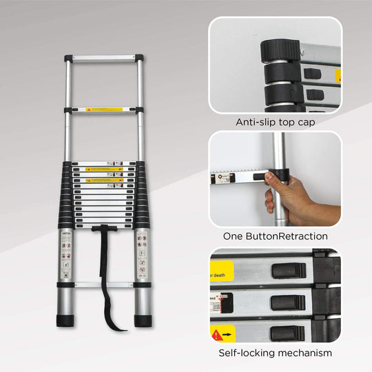 Aluminum Telescoping Ladder For Outdoor Work - Gadget Aliens 